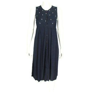 Cornelloki Dress Blue Micro Polkadot Embroidery Sleeveless Girls sz 11/12 - 728